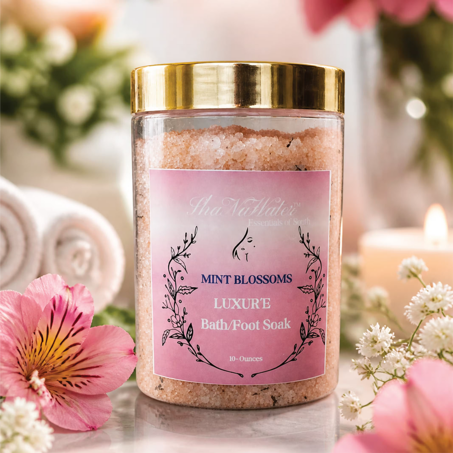 Luxur’e Dead Sea & Epsom Salt Bath / Foot Soak – Mint Blossom (Sensitive Skin, 10 oz)