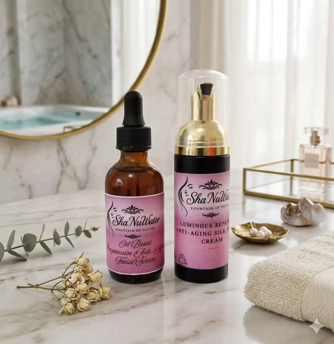 ShaNuWater Fountain of Youth Anti-Aging Bundle — Facial Serum & Luminous Renewal Silk Cream