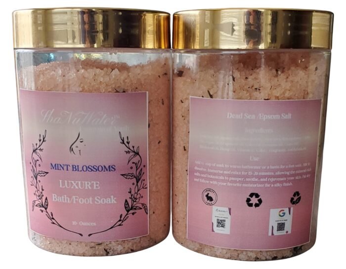 Luxur'e Dead Sea Epsom Salt Bath/ Foot Soak for Sensitive Skin Mint Blossom 10 - Ounces - Image 3